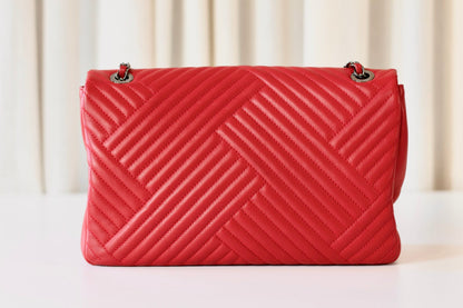 Chanel red single flap bag