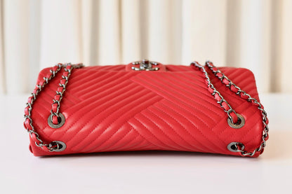 Chanel red single flap bag