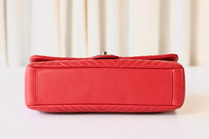 Chanel red single flap bag