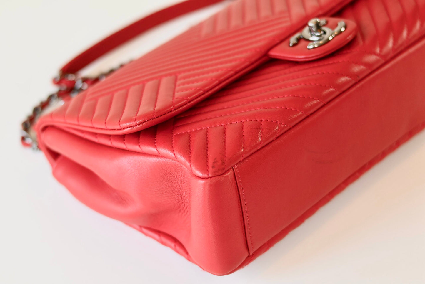 Chanel red single flap bag