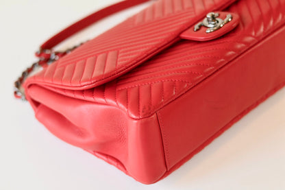 Chanel red single flap bag
