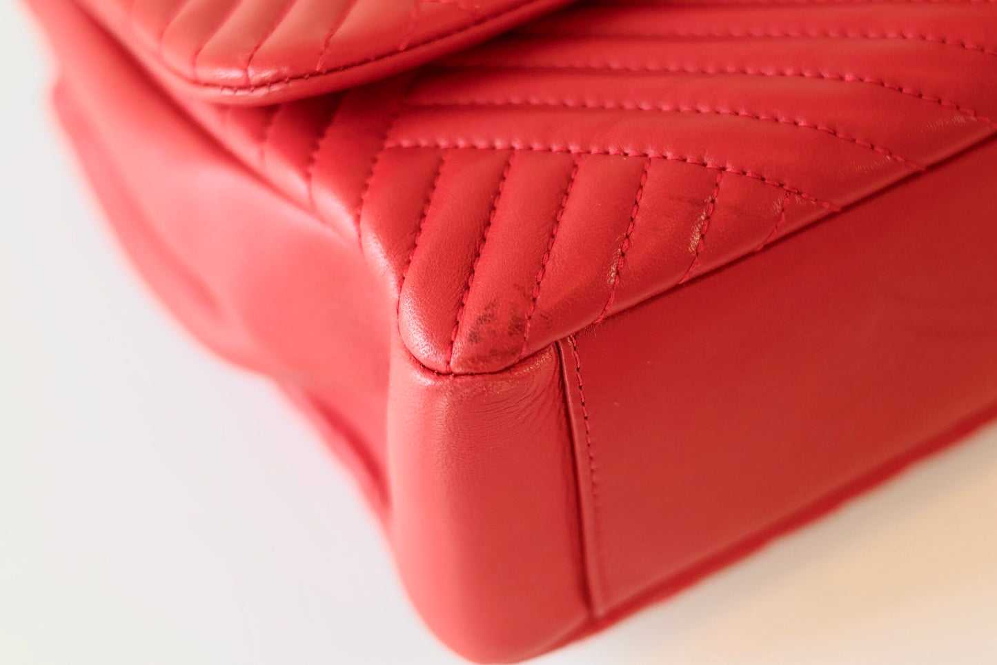 Chanel red single flap bag
