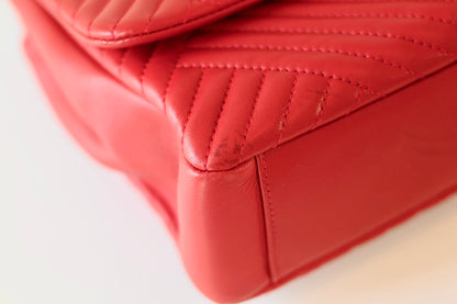 Chanel red single flap bag