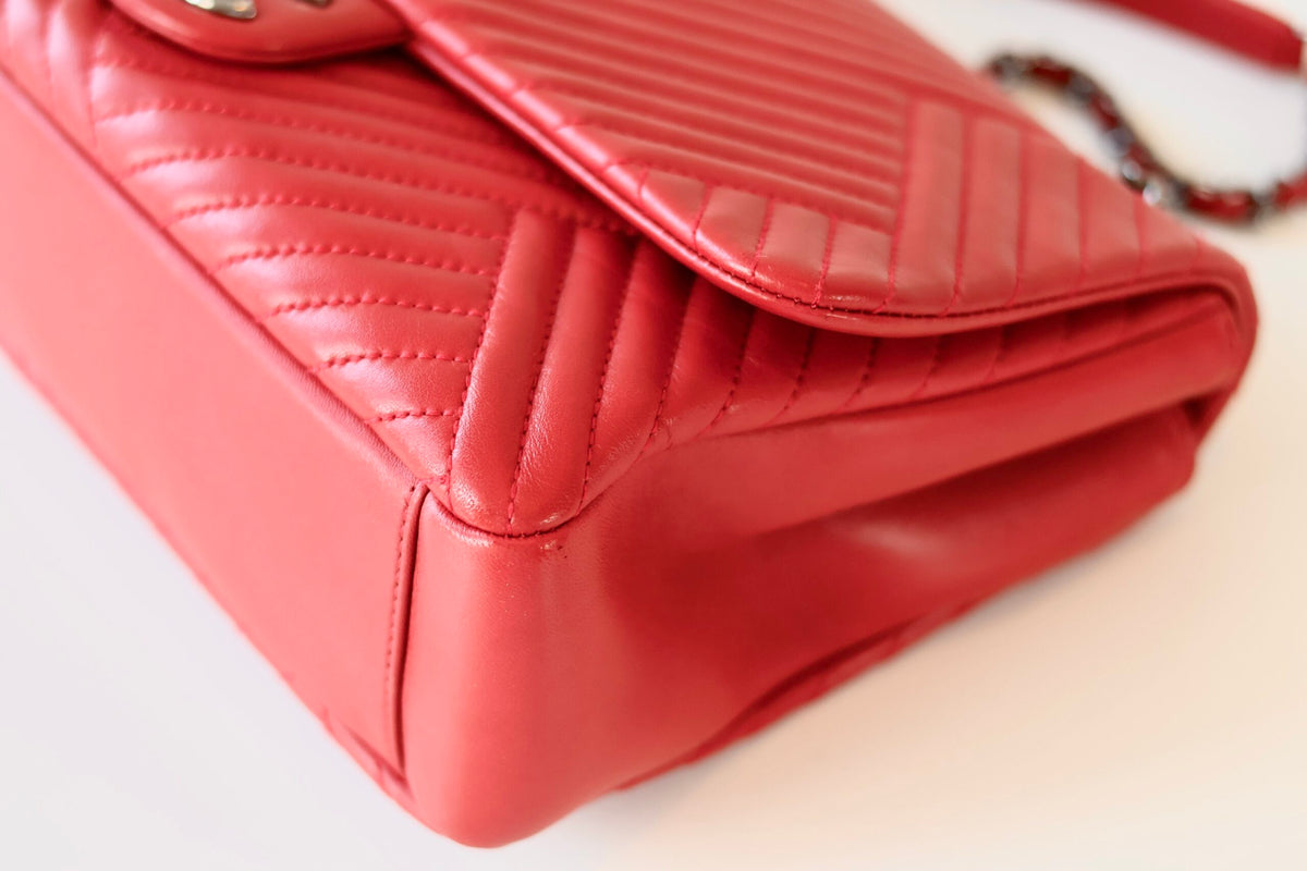 Chanel red single flap bag