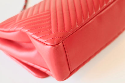Chanel red single flap bag