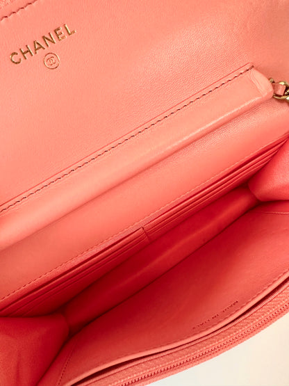 Chanel pink wallet on chain