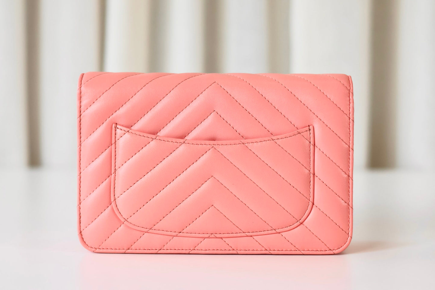 Chanel pink wallet on chain