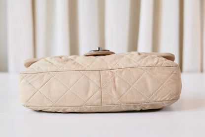 Chanel single flap bag beige