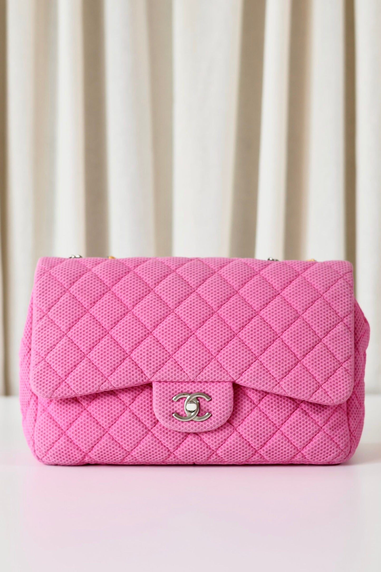 Chanel pink single flap bag Sport Collection