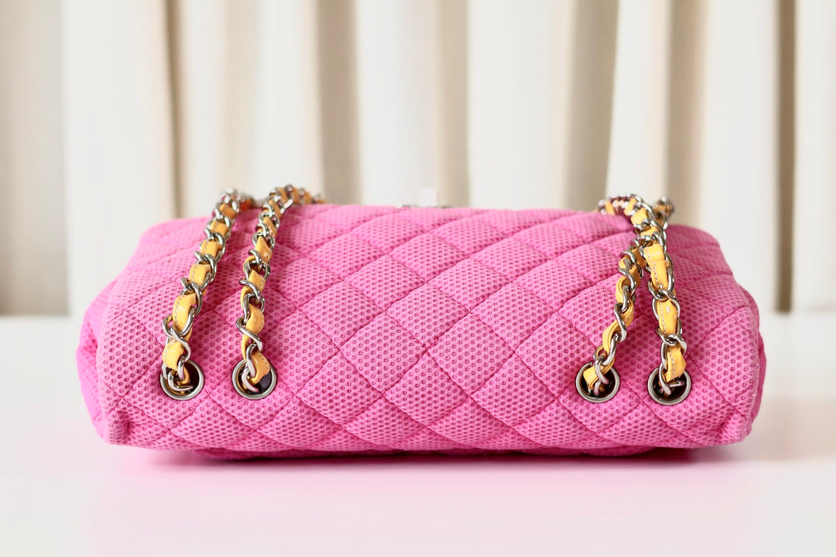 Chanel pink single flap bag Sport Collection