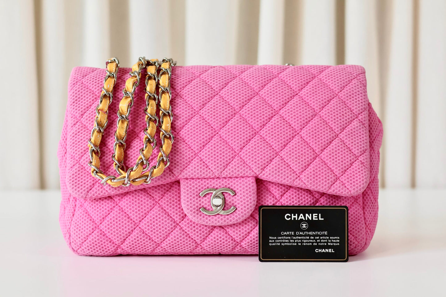 Chanel pink single flap bag Sport Collection