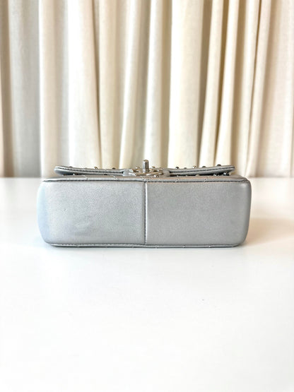 Chanel rectangular metallic silver
