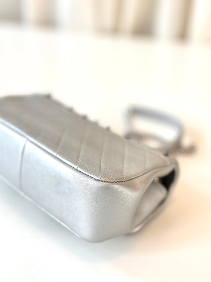 Chanel rectangular metallic silver
