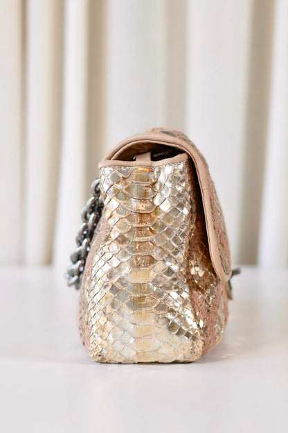 Chanel python single flap bag metallic