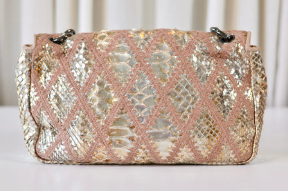 Chanel python single flap bag metallic
