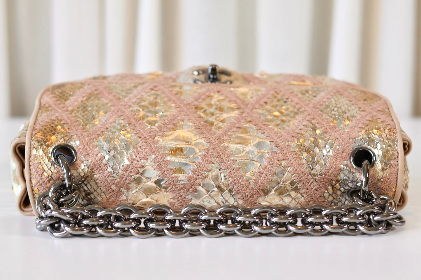 Chanel python single flap bag metallic