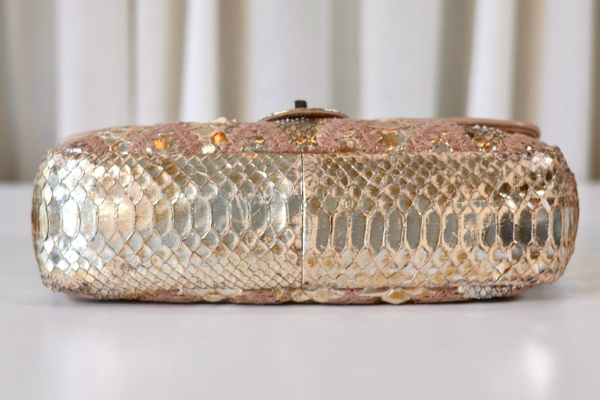 Chanel python single flap bag metallic
