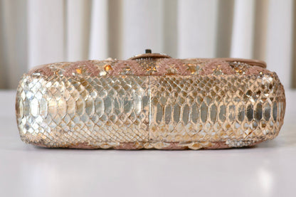 Chanel python single flap bag metallic