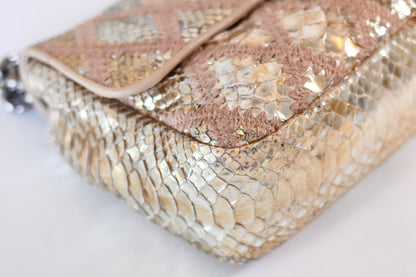 Chanel python single flap bag metallic