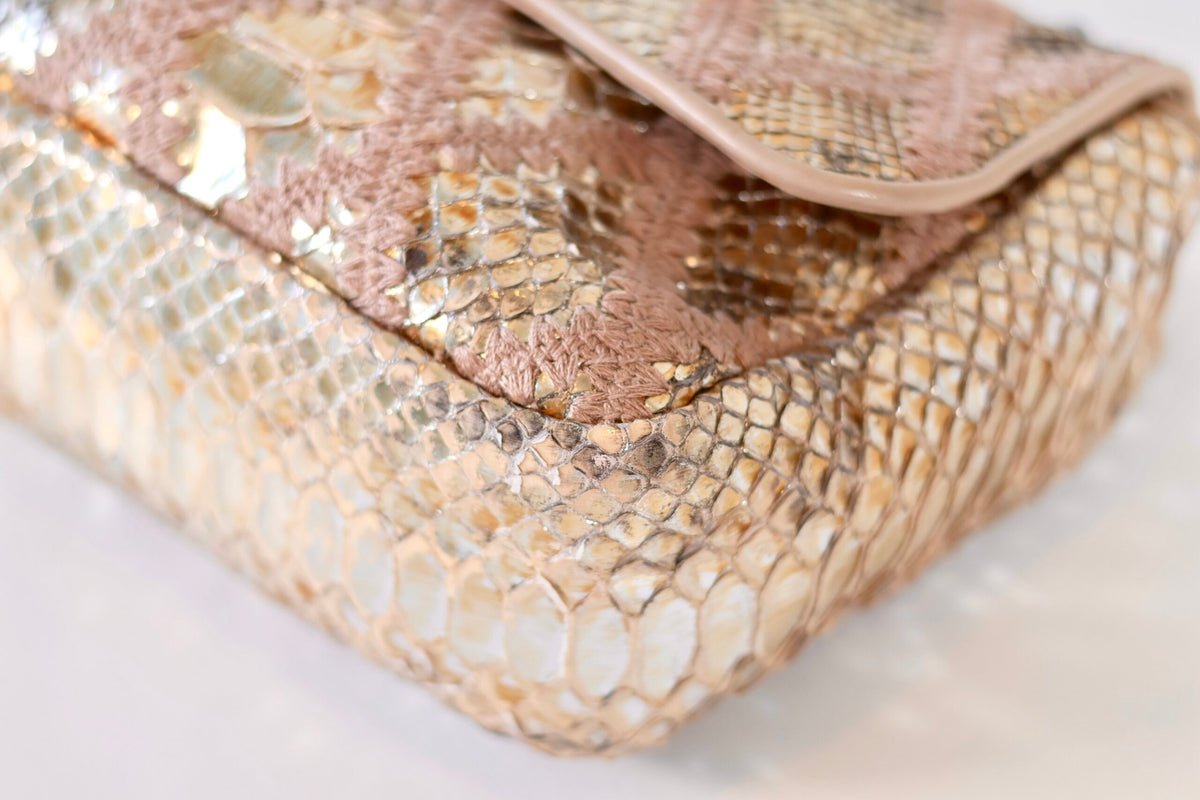 Chanel python single flap bag metallic