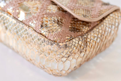 Chanel python single flap bag metallic