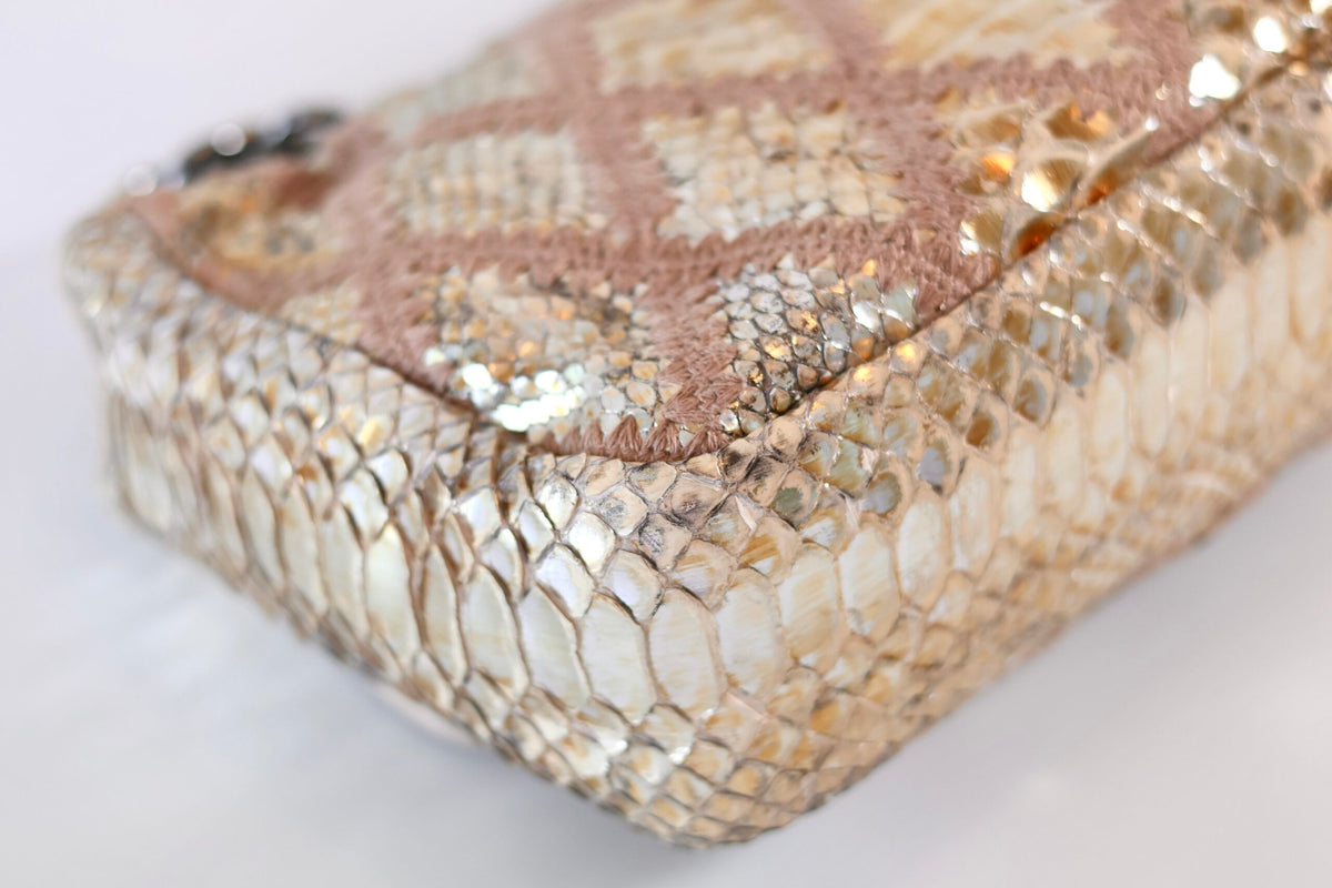 Chanel python single flap bag metallic