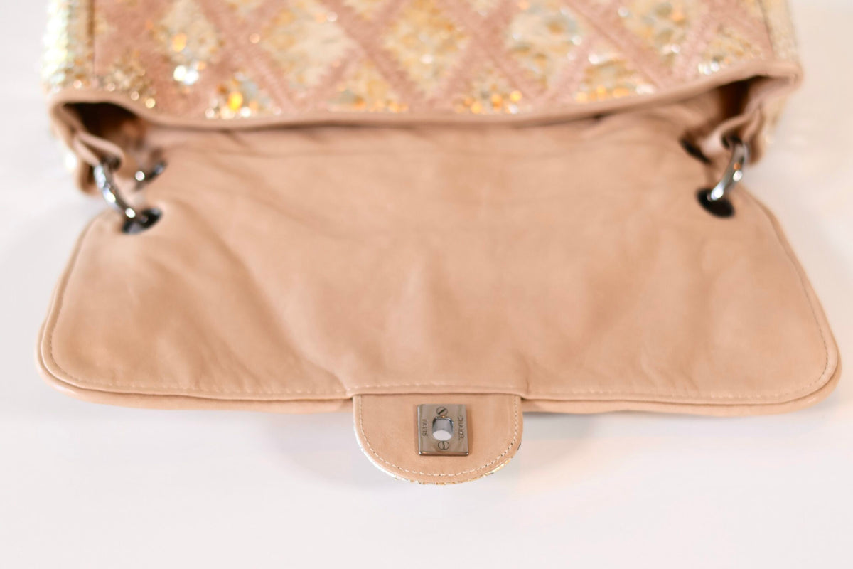 Chanel python single flap bag metallic