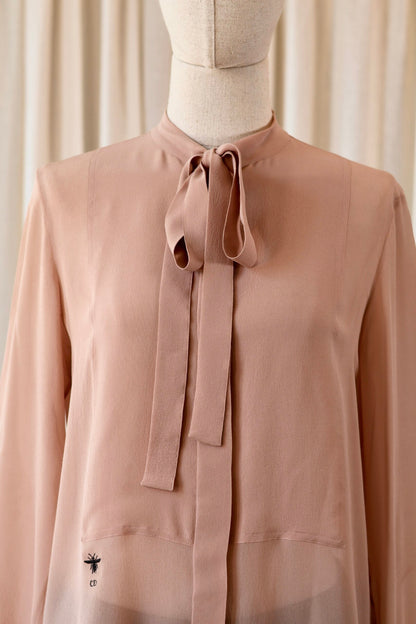 Christian Dior silk blouse nude