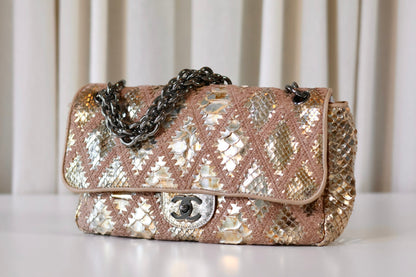 Chanel python single flap bag metallic