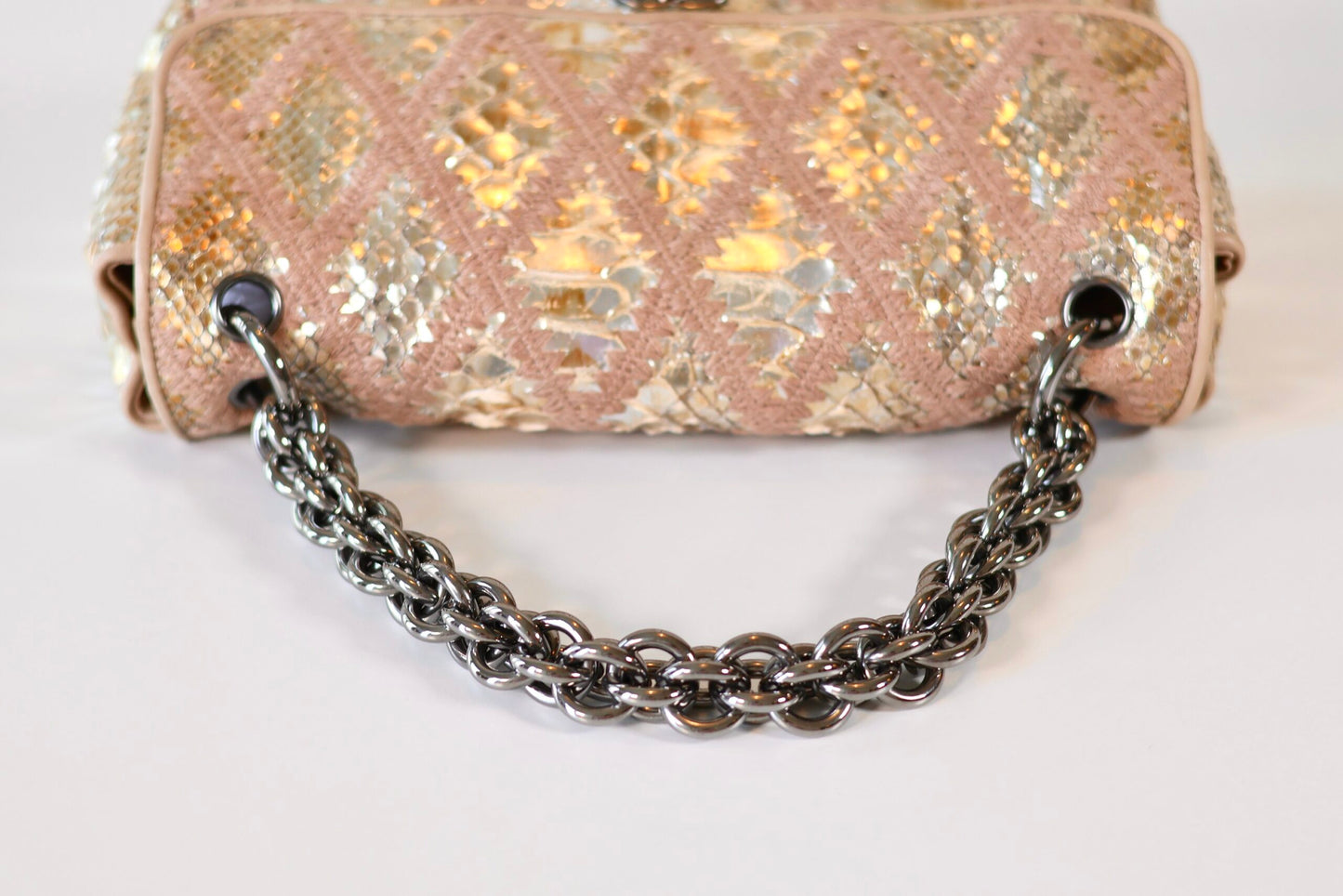 Chanel python single flap bag metallic