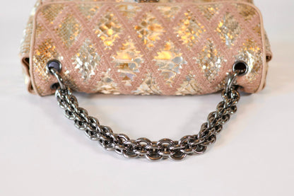 Chanel python single flap bag metallic