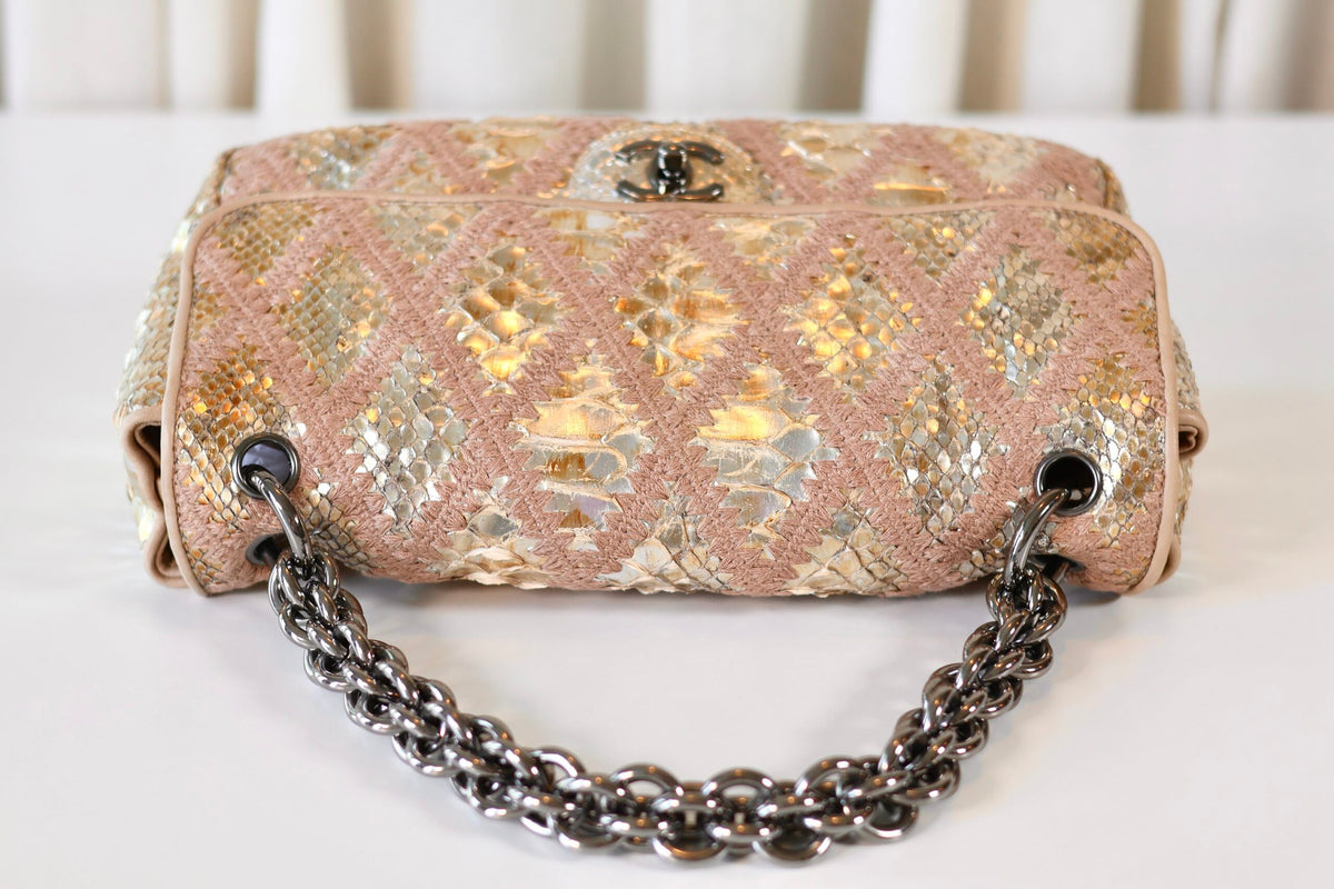Chanel python single flap bag metallic