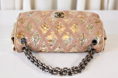 Chanel python single flap bag metallic