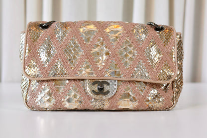 Chanel python single flap bag metallic