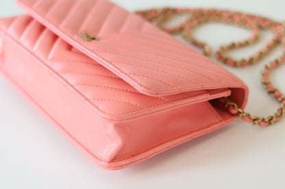 Chanel pink wallet on chain