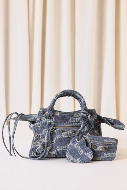 Balenciaga neo cagole denim city bag
