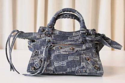 Balenciaga neo cagole denim city bag
