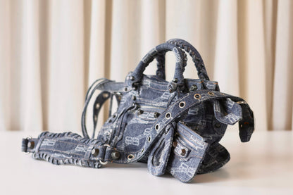 Balenciaga neo cagole denim city bag
