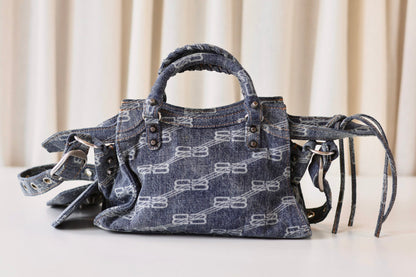 Balenciaga neo cagole denim city bag