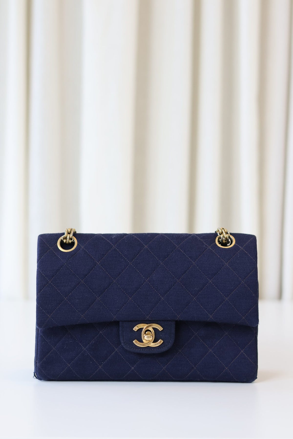 Chanel fabric classic double flap bag small