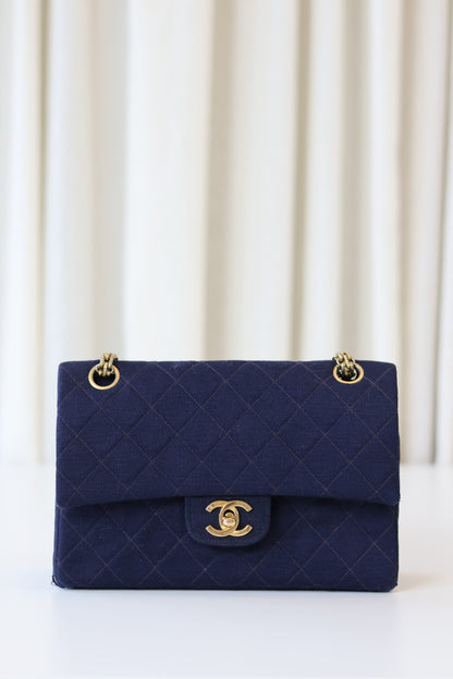 Chanel fabric classic double flap bag small