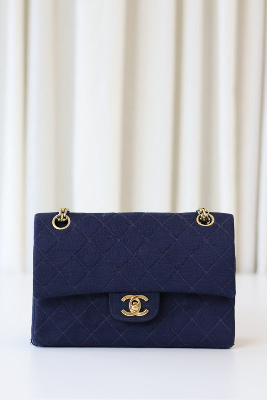 Chanel fabric classic double flap bag small