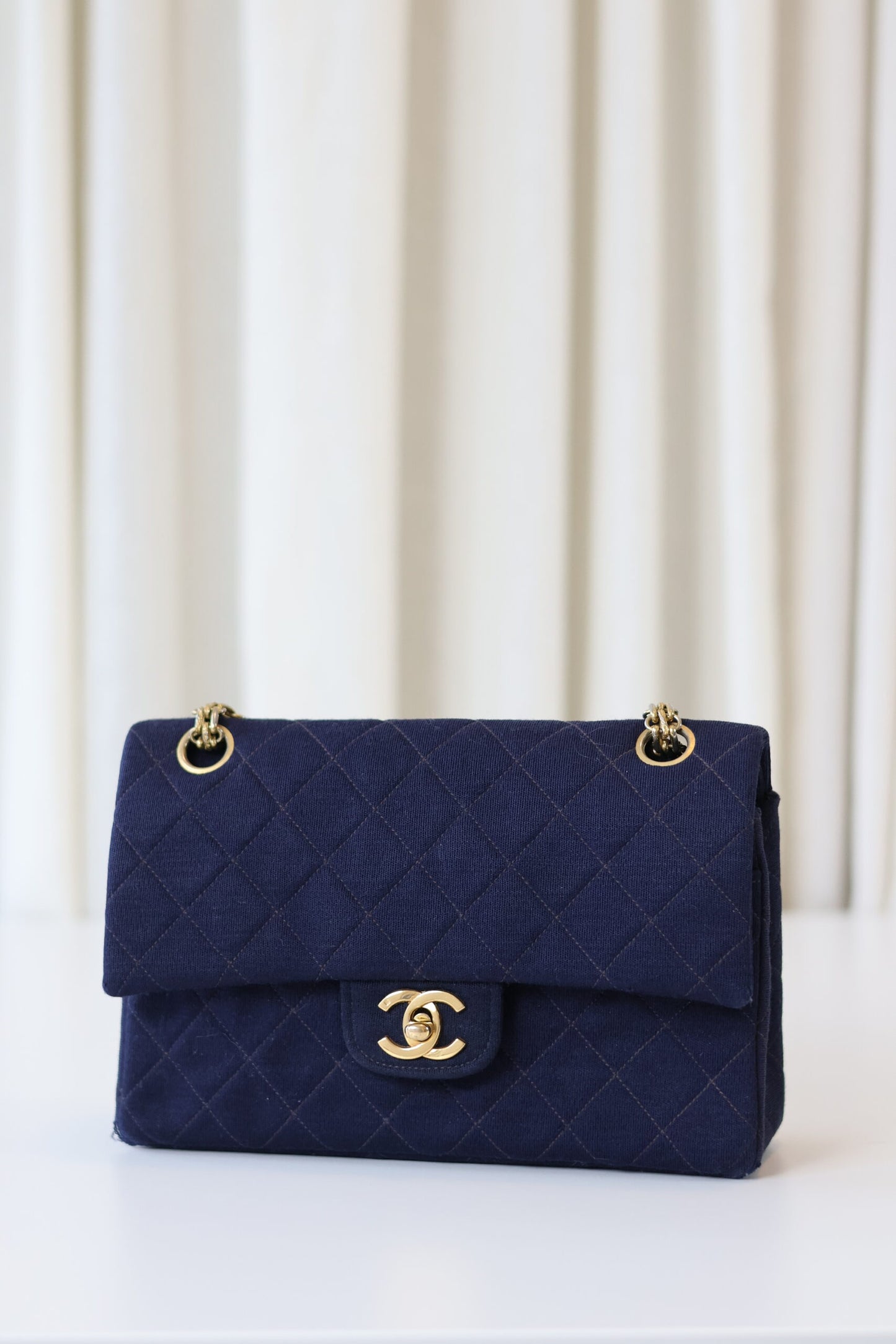 Chanel fabric classic double flap bag small