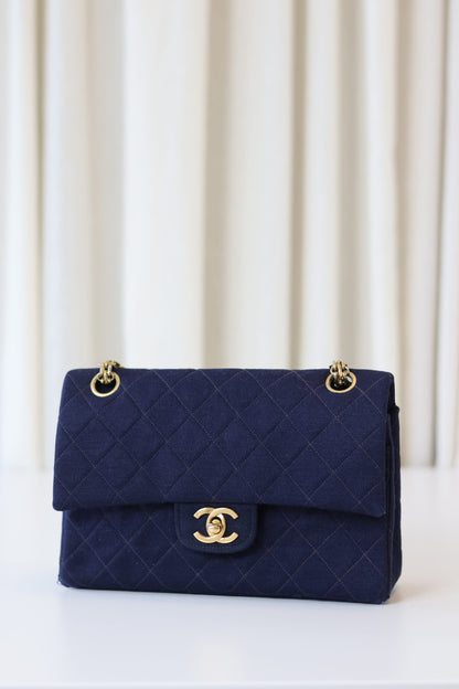 Chanel fabric classic double flap bag small
