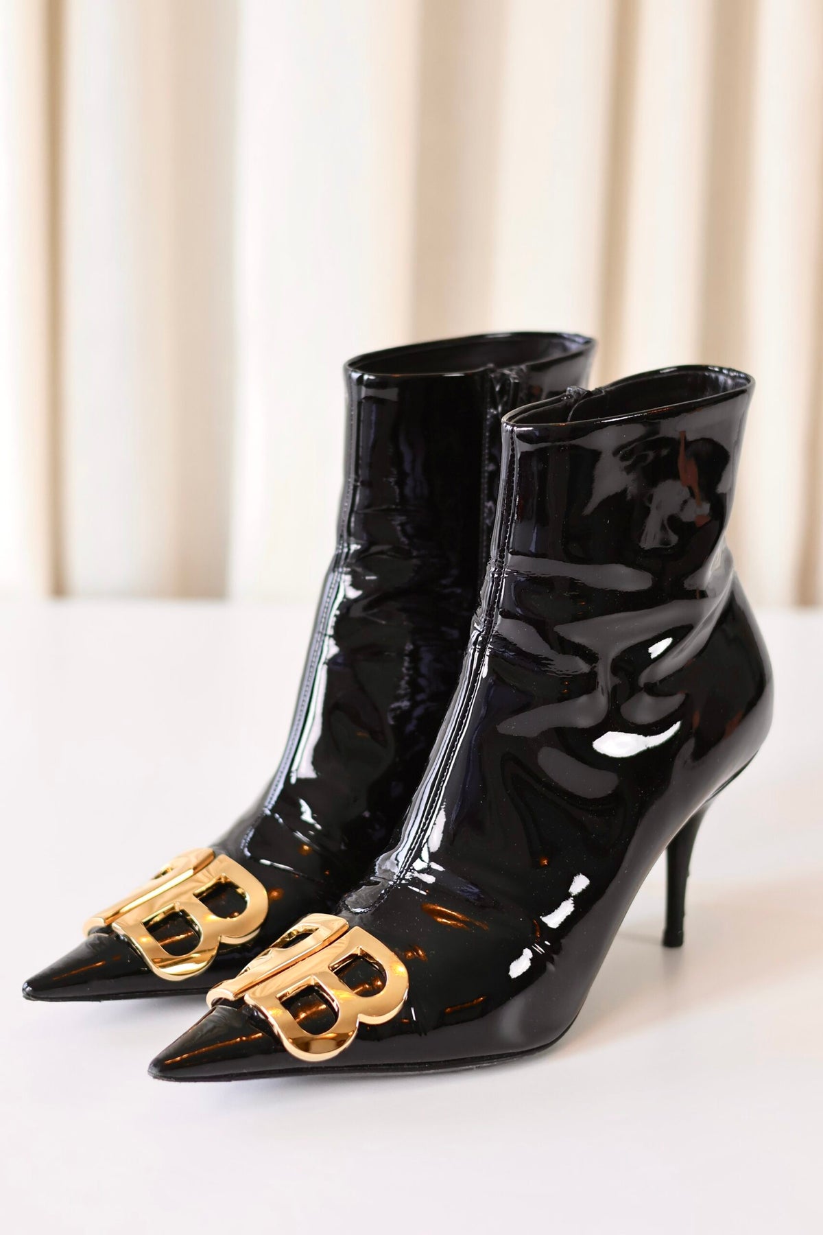 Balenciaga black patent heels