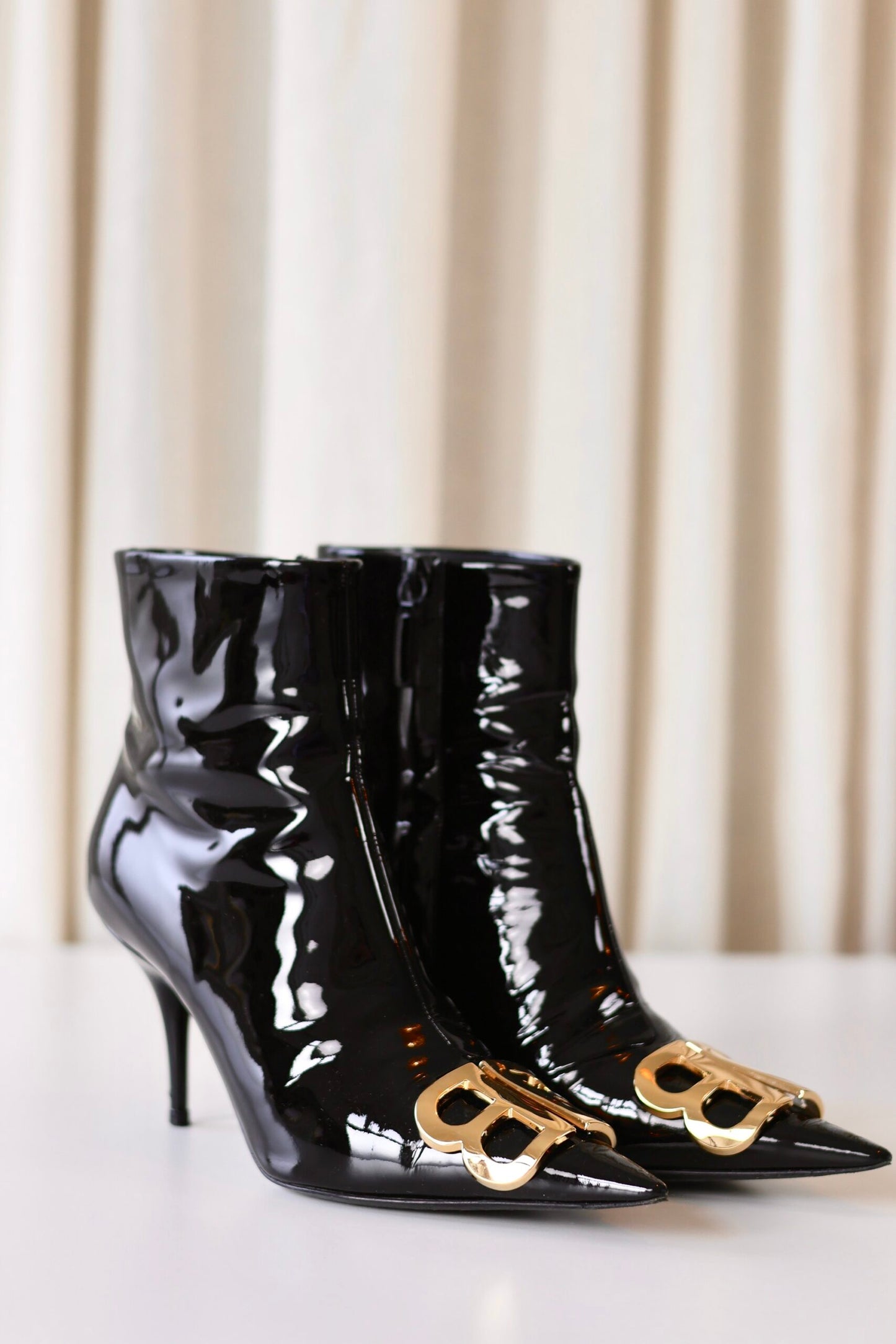 Balenciaga black patent heels