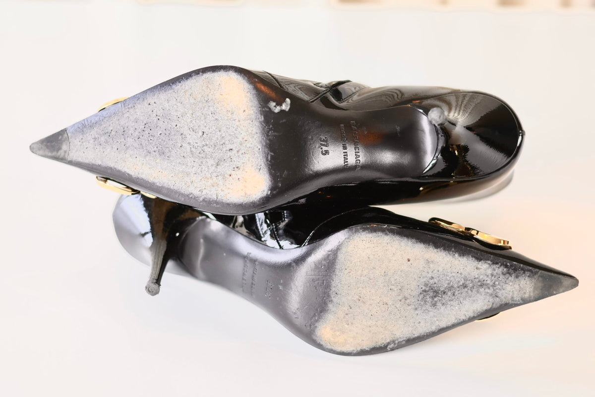 Balenciaga black patent heels