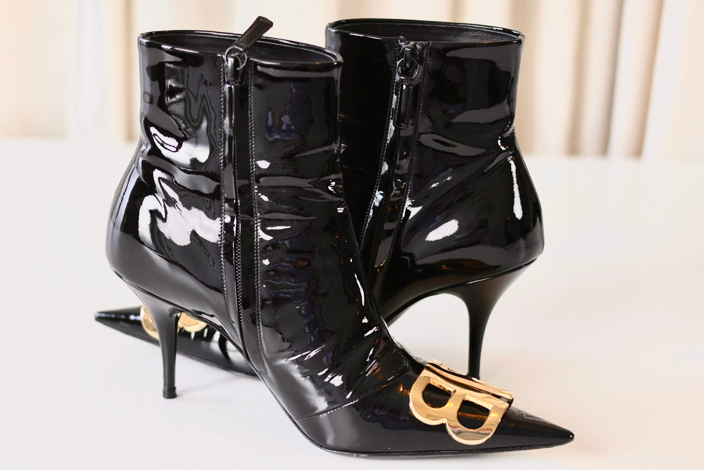 Balenciaga black patent heels
