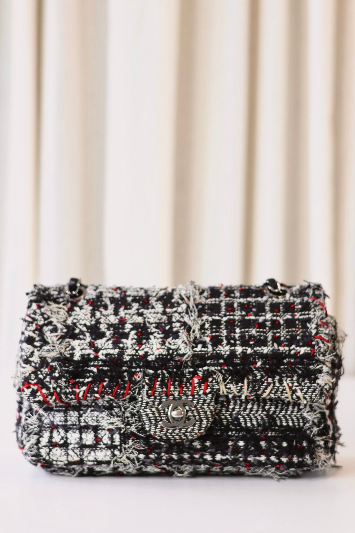 Chanel tweed single flap bag