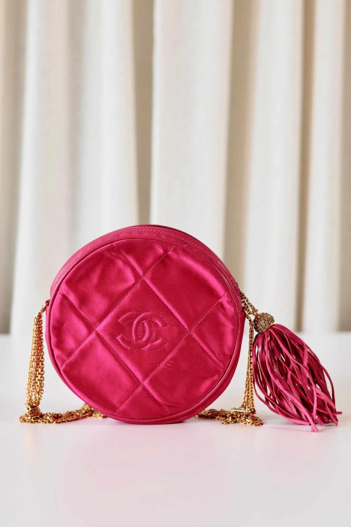 Chanel pink satin crossbody